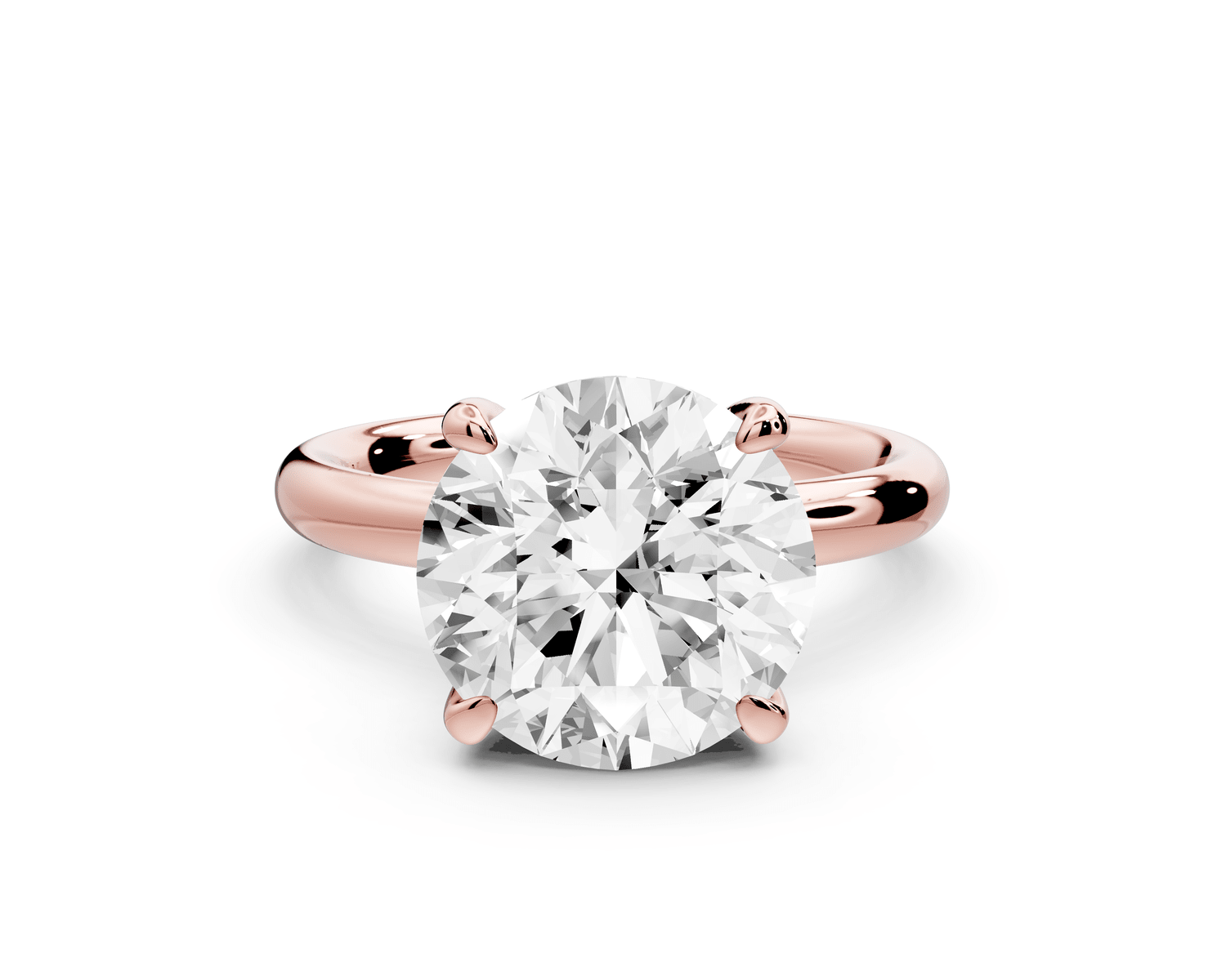 Shira - 4ct 18k rose gold round diamond with hidden halo and diamond crown talon prong solitaire engagment ring - Mr. Alex Jewelry