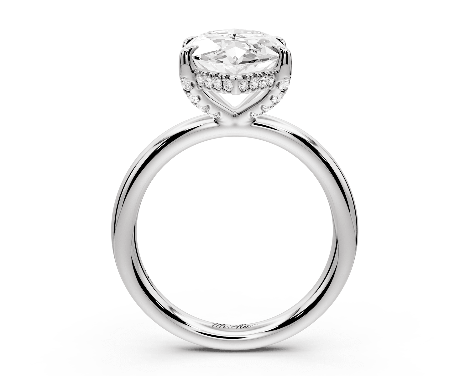 Shira - 4ct 18k white gold marquise diamond with hidden halo and diamond crown talon prong solitaire engagement ring - Mr. Alex Jewelry
