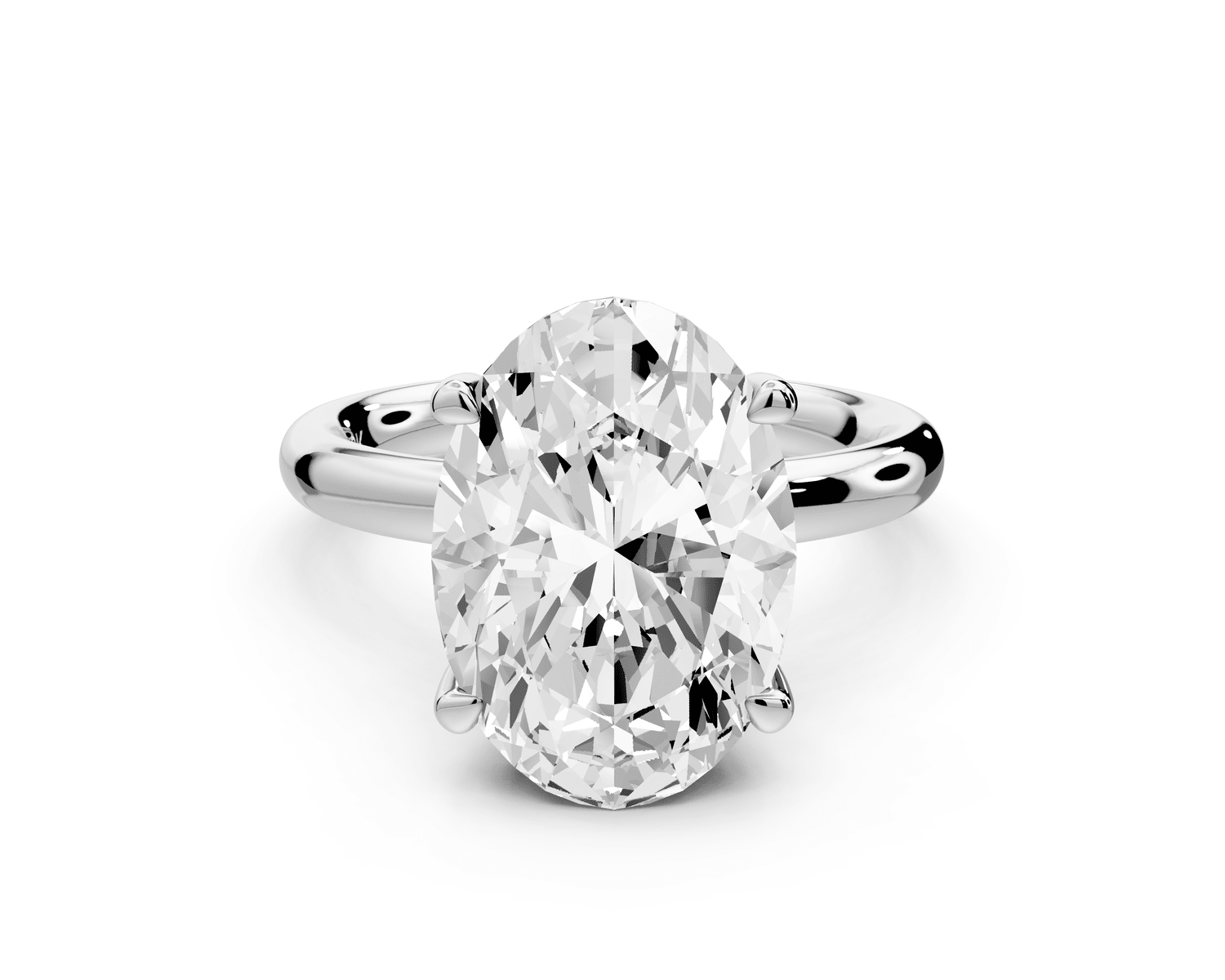 Shira - 4ct 18k white gold oval diamond with hidden halo and diamond crown talon prong solitaire engagment ring - Mr. Alex Jewelry