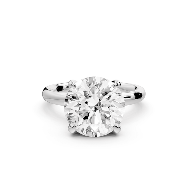 Shira - 4ct 18k white gold round diamond with hidden halo and diamond crown talon prong solitaire engagment ring - Mr. Alex Jewelry
