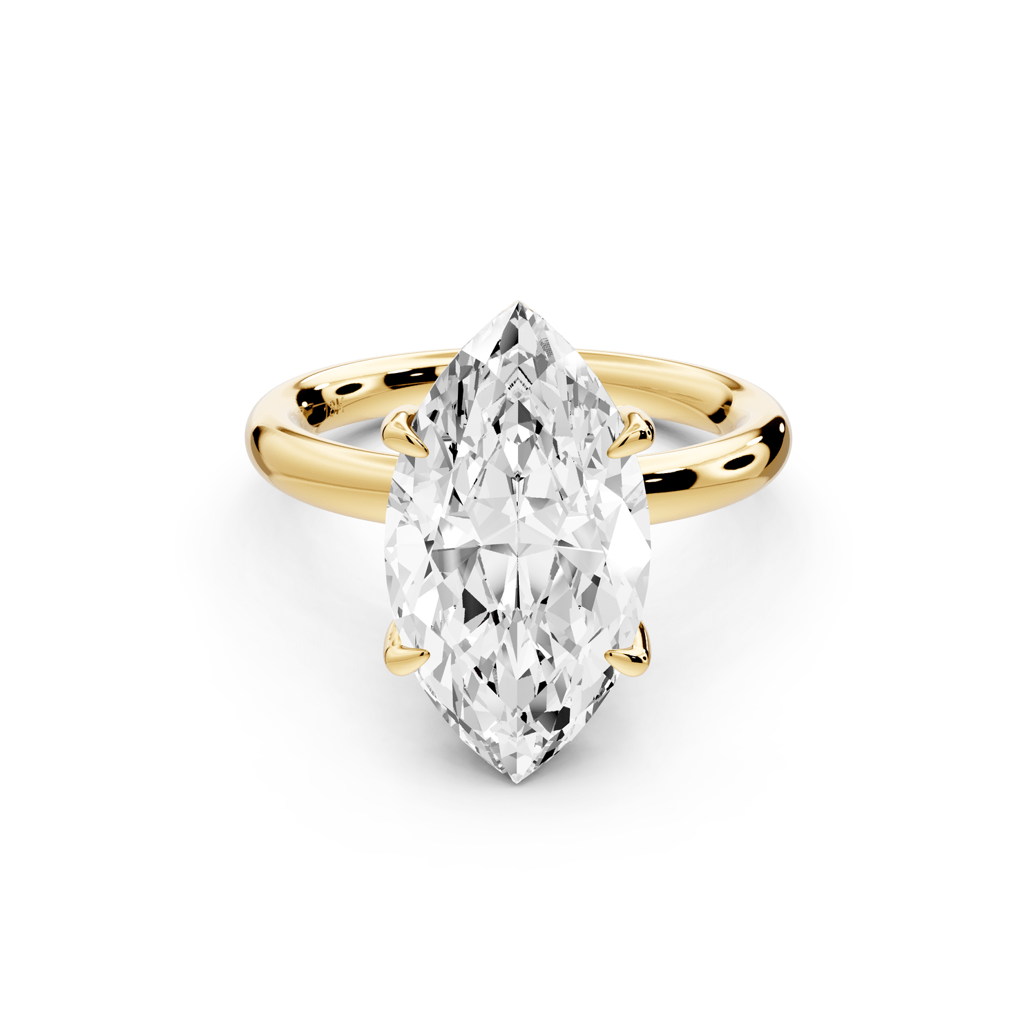 Shira - 4ct 18k yellow gold marquise diamond with hidden halo and diamond crown talon prong solitaire engagement ring - Mr. Alex Jewelry