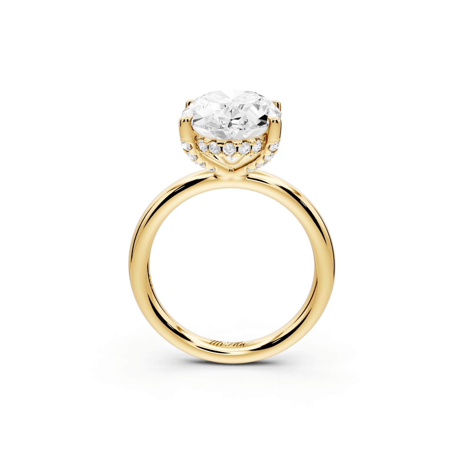 Shira - 4ct 18k yellow gold oval diamond with hidden halo and diamond crown talon prong solitaire engagment ring - Mr. Alex Jewelry