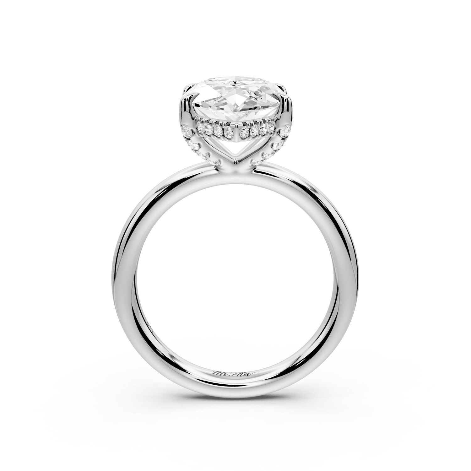 Shira - 4ct platinum marquise diamond with hidden halo and diamond crown talon prong solitaire engagement ring - Mr. Alex Jewelry