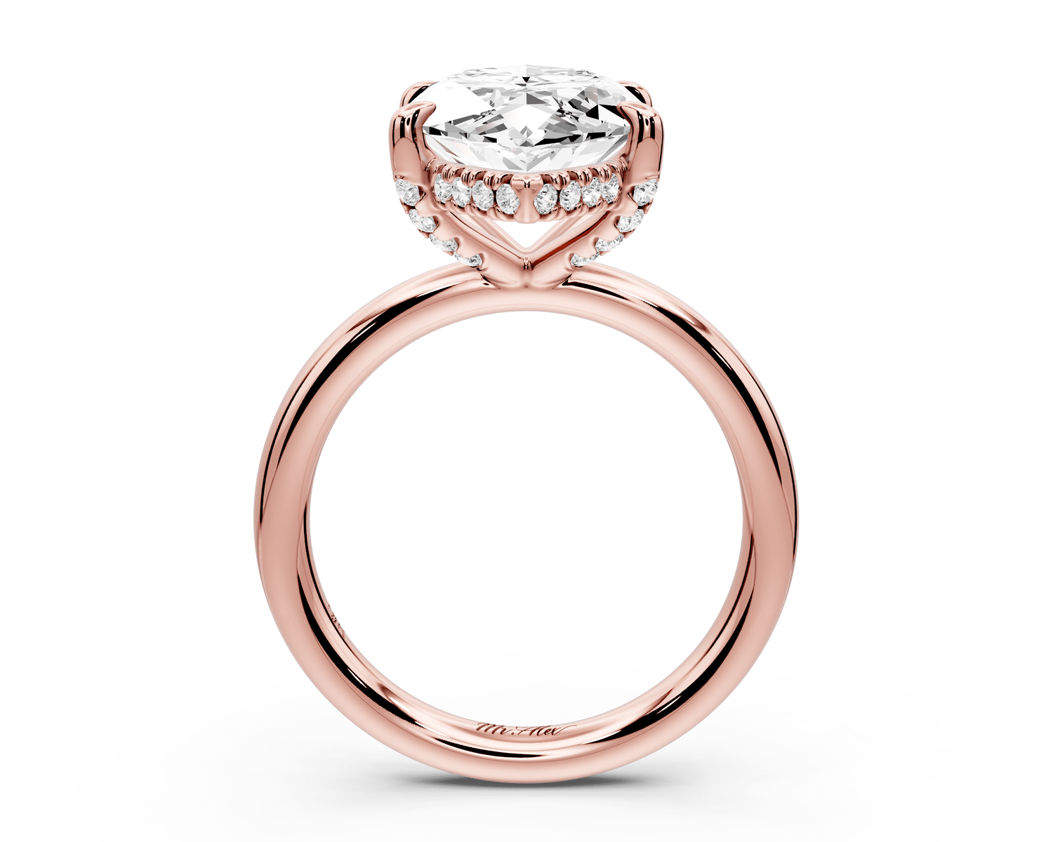 Shira - 5ct 14k rose gold marquise diamond with hidden halo and diamond crown talon prong solitaire engagement ring - Mr. Alex Jewelry