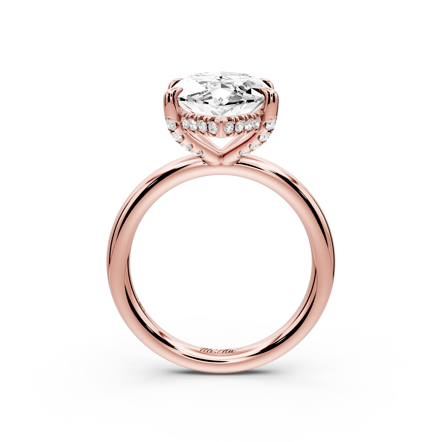 Shira - 5ct 14k rose gold marquise diamond with hidden halo and diamond crown talon prong solitaire engagement ring - Mr. Alex Jewelry