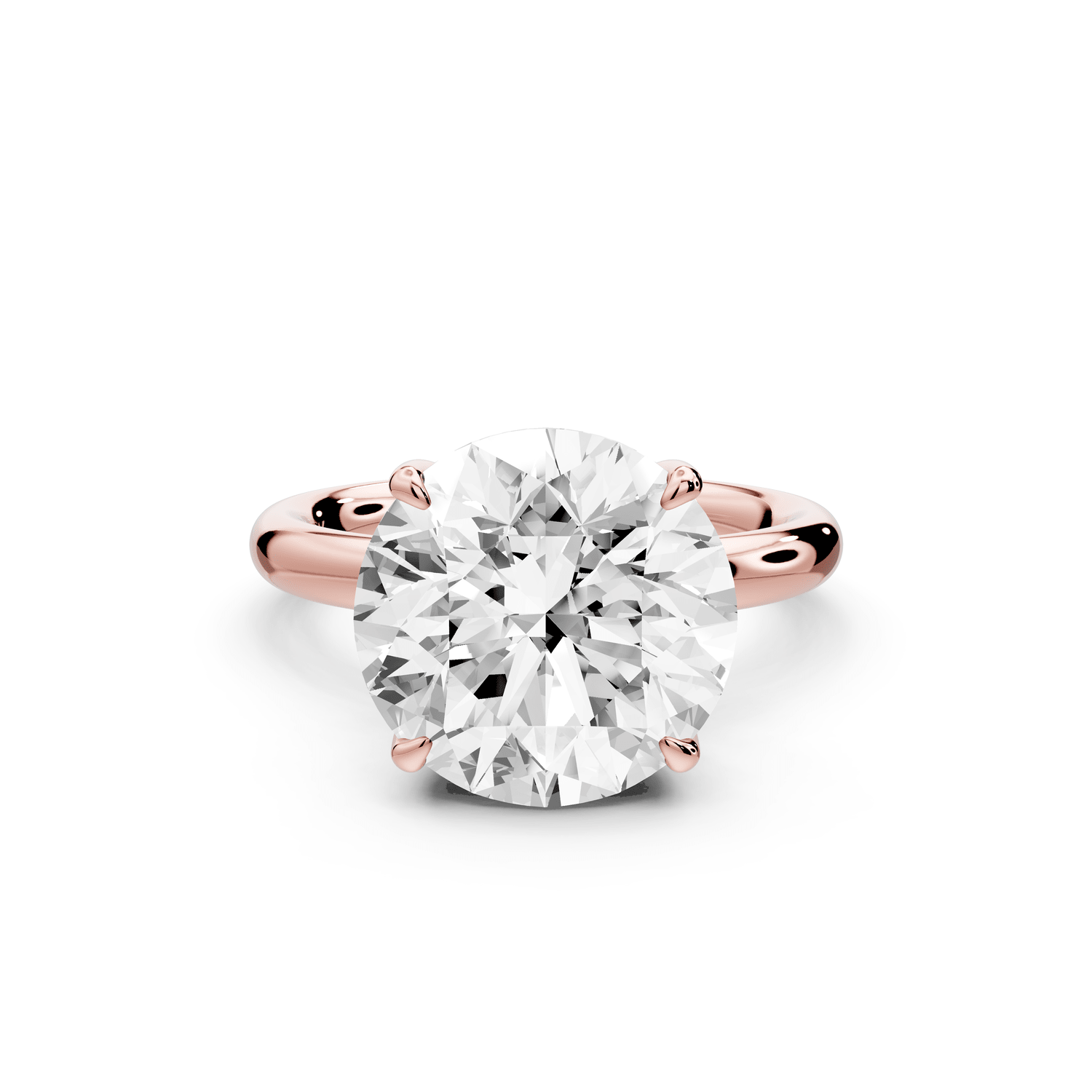 Shira - 5ct 14k rose gold round diamond with hidden halo and diamond crown talon prong solitaire engagment ring - Mr. Alex Jewelry