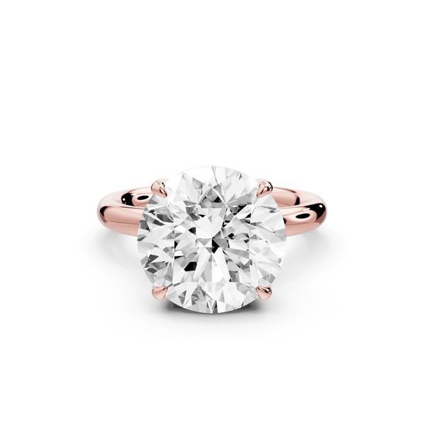 Shira - 5ct 14k rose gold round diamond with hidden halo and diamond crown talon prong solitaire engagment ring - Mr. Alex Jewelry