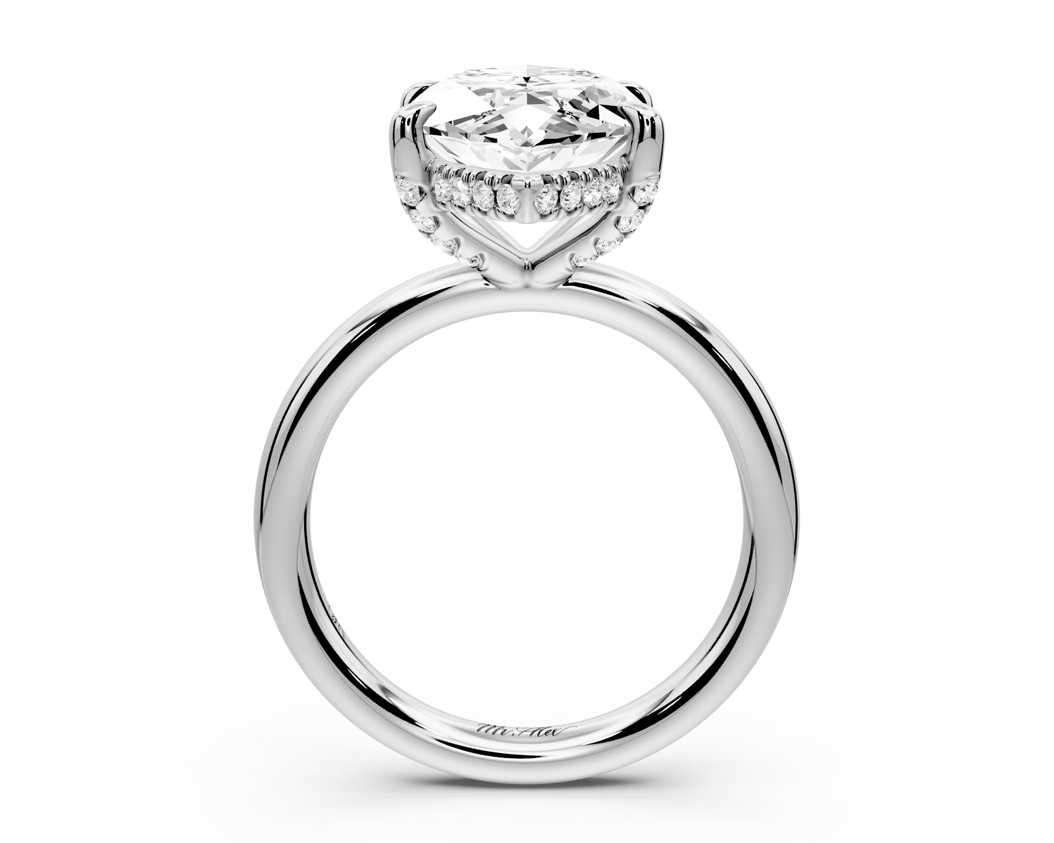Shira - 5ct 14k white gold marquise diamond with hidden halo and diamond crown talon prong solitaire engagement ring - Mr. Alex Jewelry