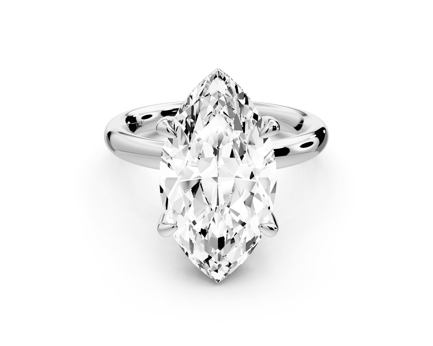 Shira - 5ct 14k white gold marquise diamond with hidden halo and diamond crown talon prong solitaire engagement ring - Mr. Alex Jewelry