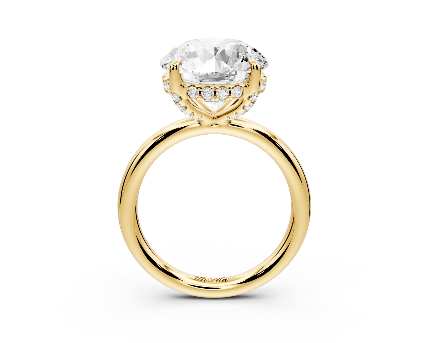 Shira - 5ct 14k white gold round diamond with hidden halo and diamond crown talon prong solitaire engagment ring - Mr. Alex Jewelry