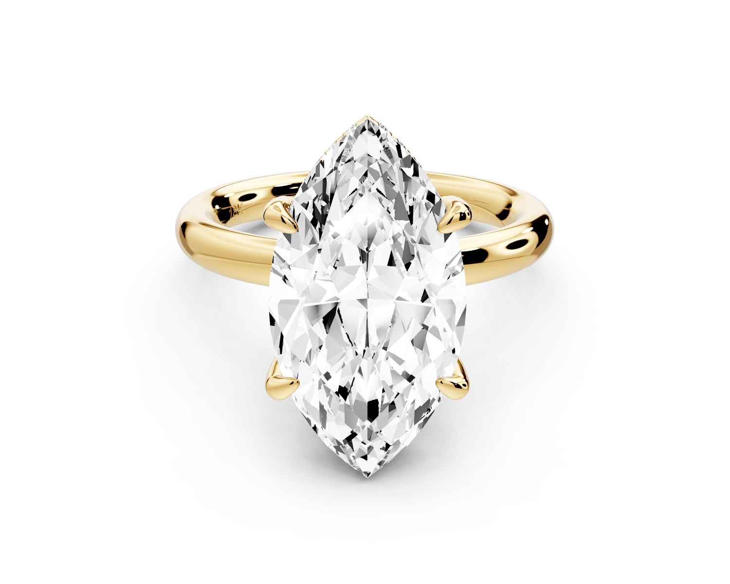 Shira - 5ct 14k yellow gold marquise diamond with hidden halo and diamond crown talon prong solitaire engagement ring - Mr. Alex Jewelry