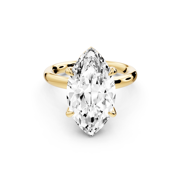 Shira - 5ct 14k yellow gold marquise diamond with hidden halo and diamond crown talon prong solitaire engagement ring - Mr. Alex Jewelry