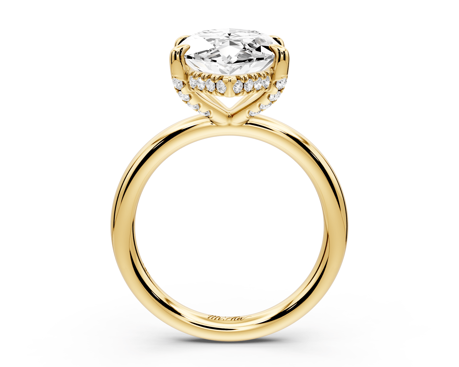 Shira - 5ct 14k yellow gold marquise diamond with hidden halo and diamond crown talon prong solitaire engagement ring - Mr. Alex Jewelry