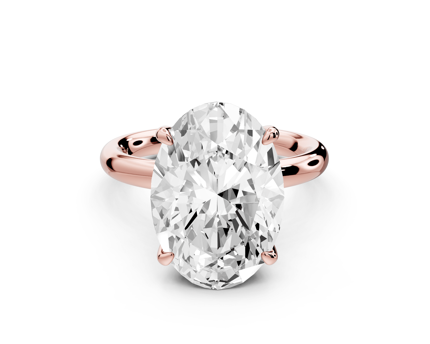 Shira - 5ct 18k rose gold oval diamond with hidden halo and diamond crown talon prong solitaire engagment ring - Mr. Alex Jewelry