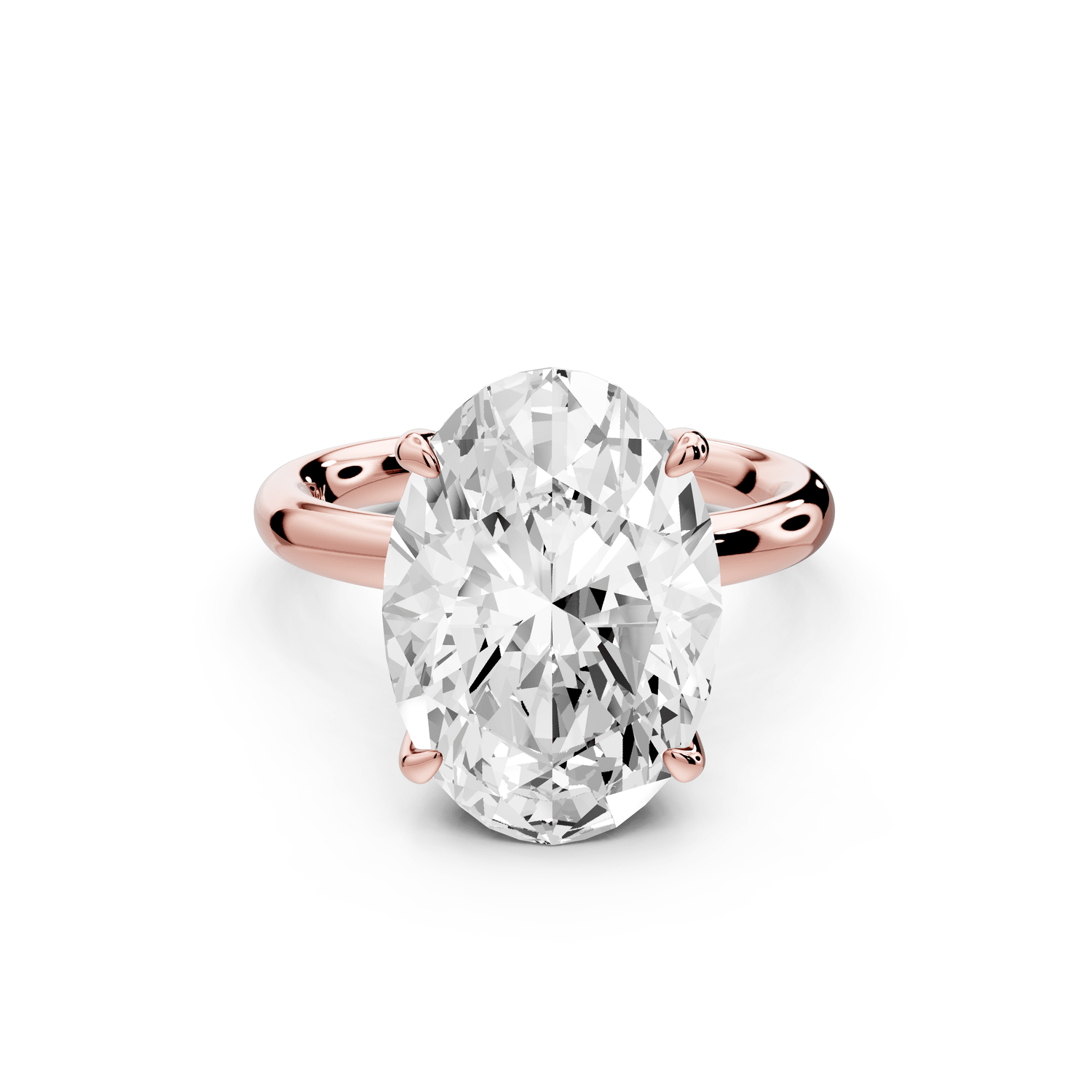 Shira - 5ct 18k rose gold oval diamond with hidden halo and diamond crown talon prong solitaire engagment ring - Mr. Alex Jewelry