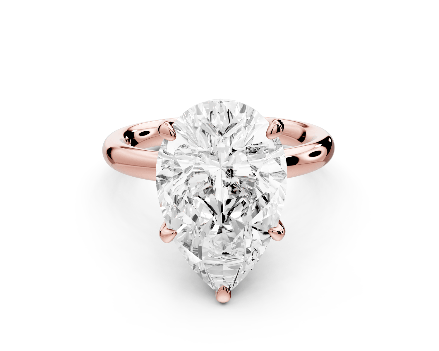 Shira - 5ct 18k rose gold pear diamond with hidden halo and diamond crown talon prong solitaire engagment ring - Mr. Alex Jewelry