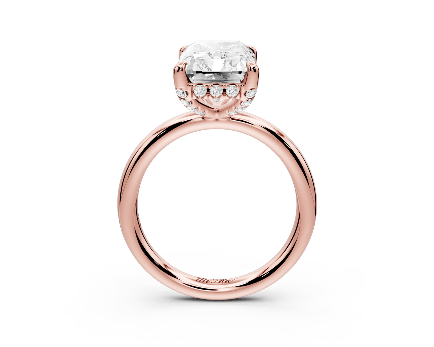 Shira - 5ct 18k rose gold radiant diamond with hidden halo and diamond crown talon prong solitaire engagement ring - Mr. Alex Jewelry