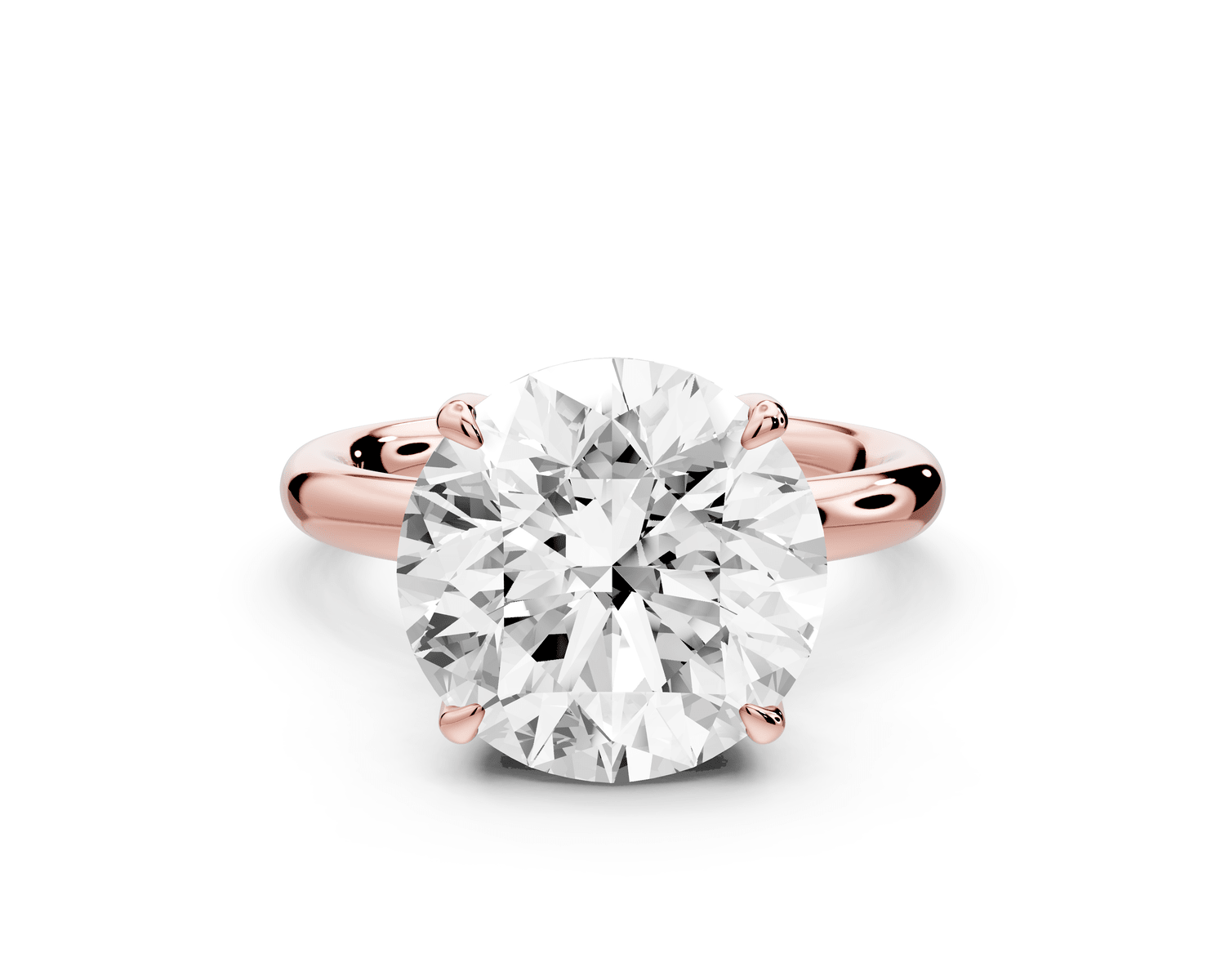 Shira - 5ct 18k rose gold round diamond with hidden halo and diamond crown talon prong solitaire engagment ring - Mr. Alex Jewelry