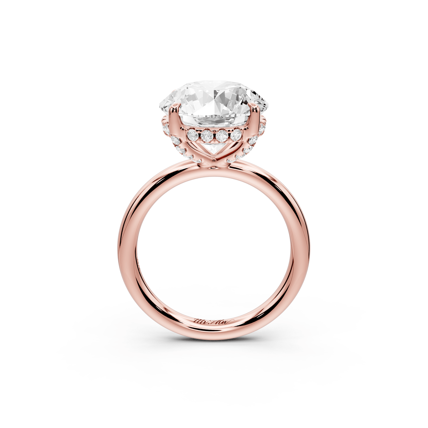 Shira - 5ct 18k rose gold round diamond with hidden halo and diamond crown talon prong solitaire engagment ring - Mr. Alex Jewelry