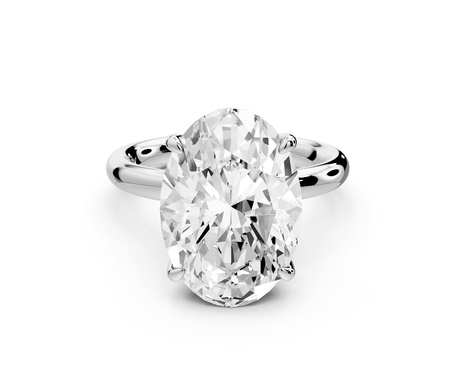 Shira - 5ct 18k white gold oval diamond with hidden halo and diamond crown talon prong solitaire engagment ring - Mr. Alex Jewelry