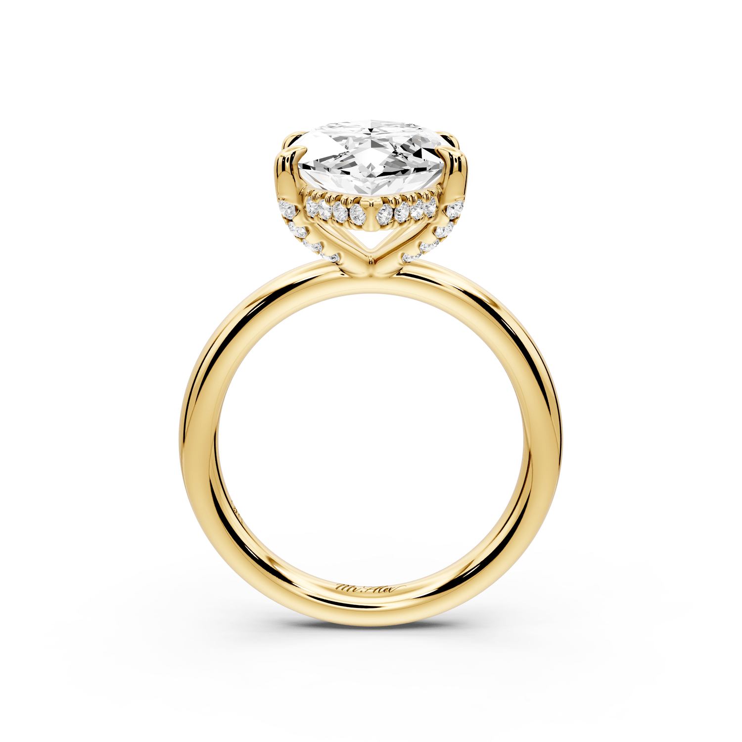 Shira - 5ct 18k yellow gold marquise diamond with hidden halo and diamond crown talon prong solitaire engagement ring - Mr. Alex Jewelry
