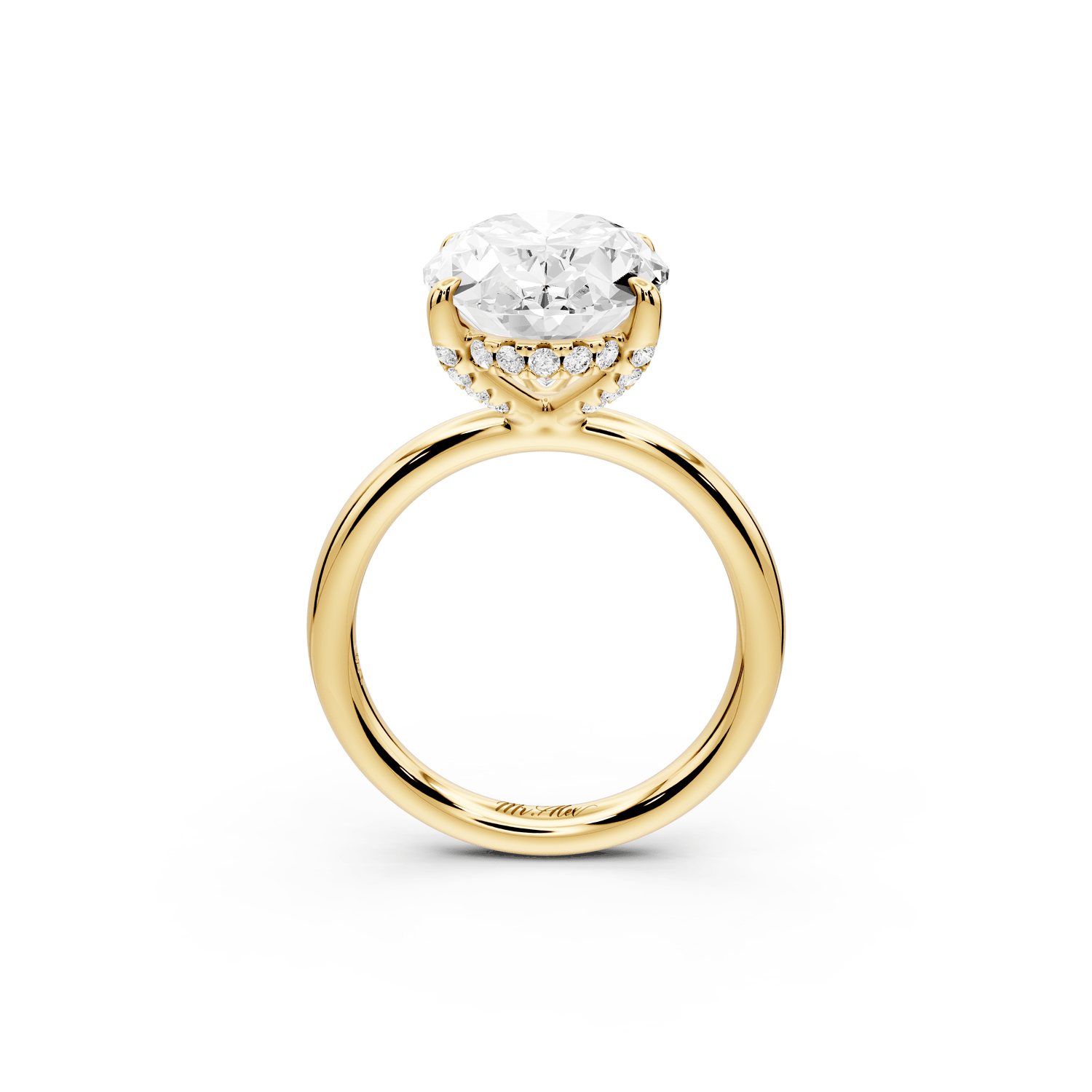 Shira - 5ct 18k yellow gold oval diamond with hidden halo and diamond crown talon prong solitaire engagment ring - Mr. Alex Jewelry