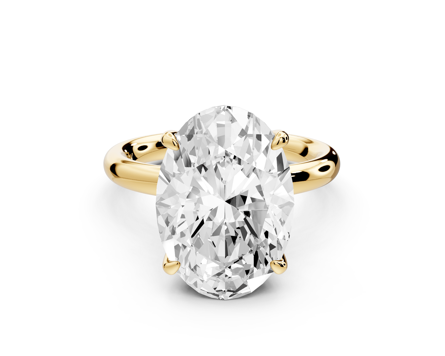 Shira - 5ct 18k yellow gold oval diamond with hidden halo and diamond crown talon prong solitaire engagment ring - Mr. Alex Jewelry