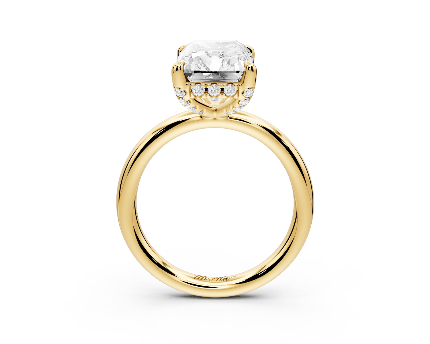 Shira - 5ct 18k yellow gold radiant diamond with hidden halo and diamond crown talon prong solitaire engagement ring - Mr. Alex Jewelry