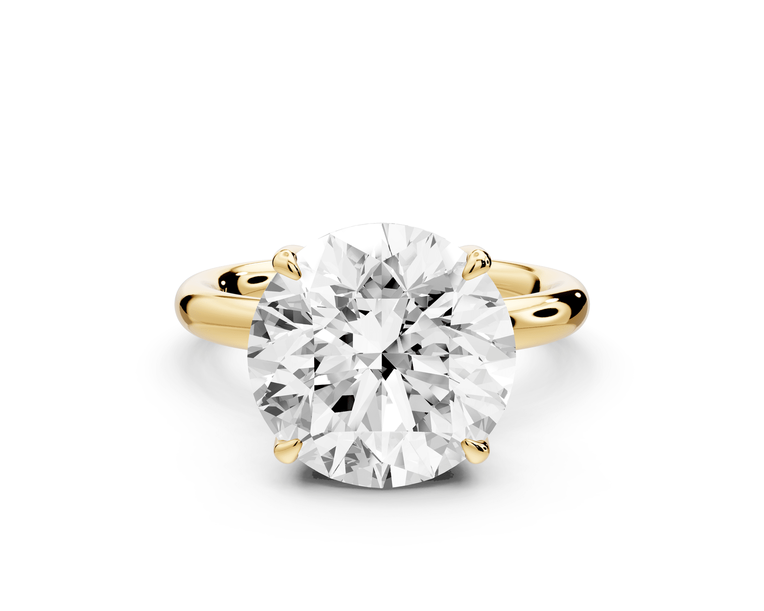 Shira - 5ct 18k yellow gold round diamond with hidden halo and diamond crown talon prong solitaire engagment ring - Mr. Alex Jewelry