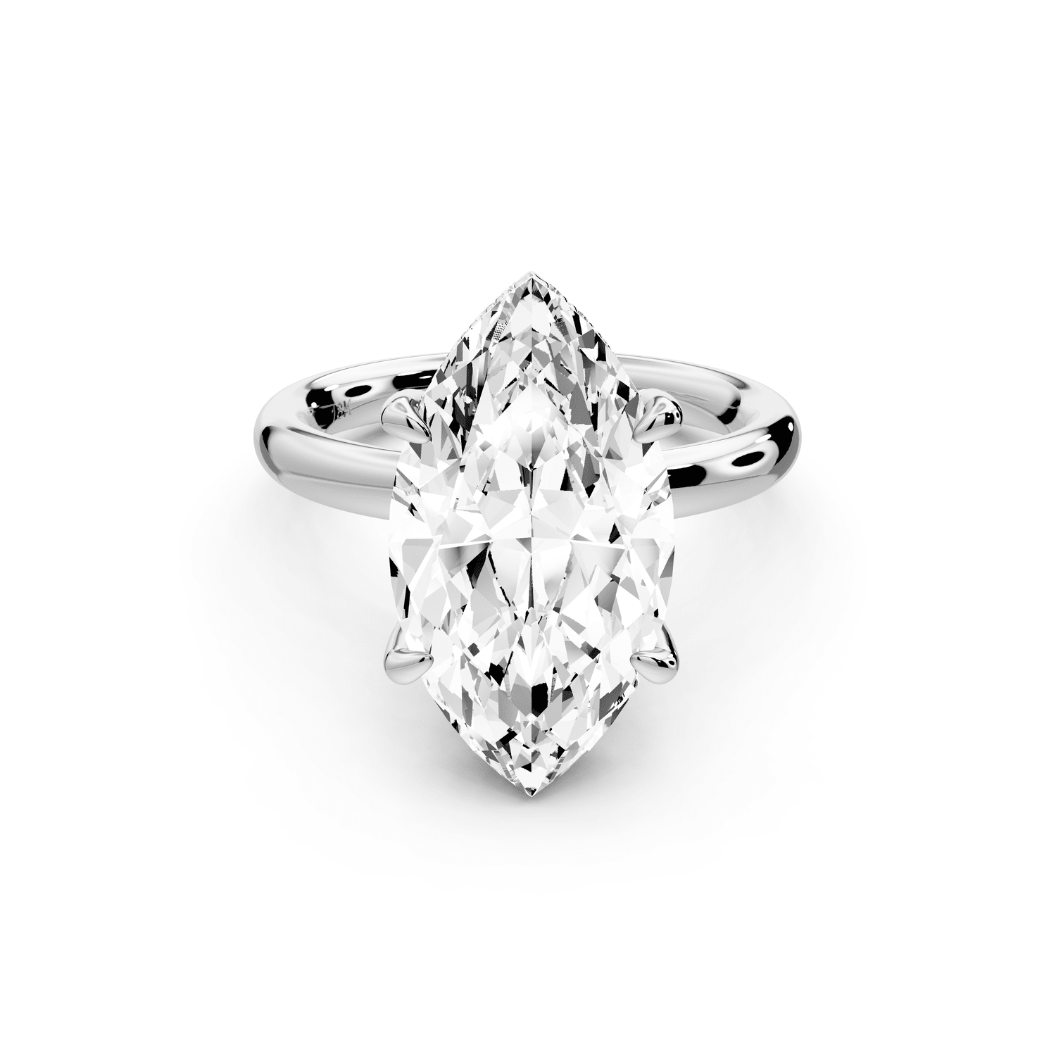 Shira - 5ct platinum marquise diamond with hidden halo and diamond crown talon prong solitaire engagement ring - Mr. Alex Jewelry