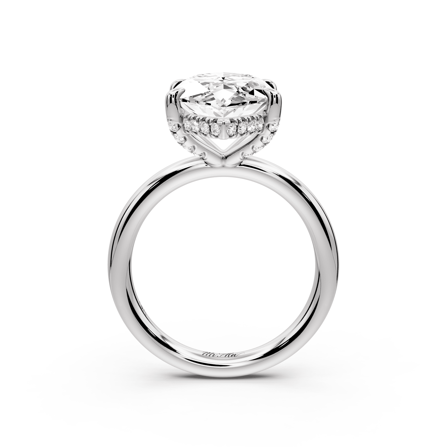 Shira - 5ct platinum marquise diamond with hidden halo and diamond crown talon prong solitaire engagement ring - Mr. Alex Jewelry