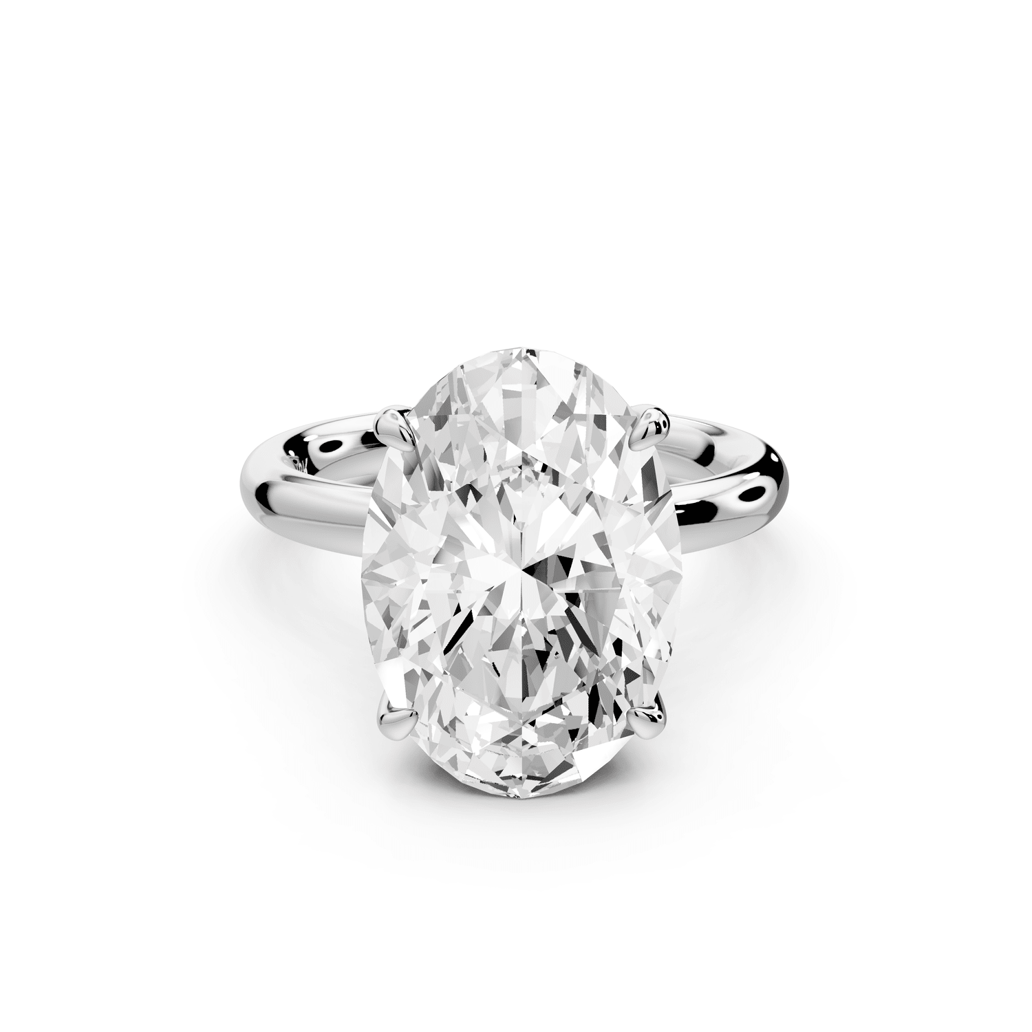 Shira - 5ct platinum oval diamond with hidden halo and diamond crown talon prong solitaire engagment ring - Mr. Alex Jewelry