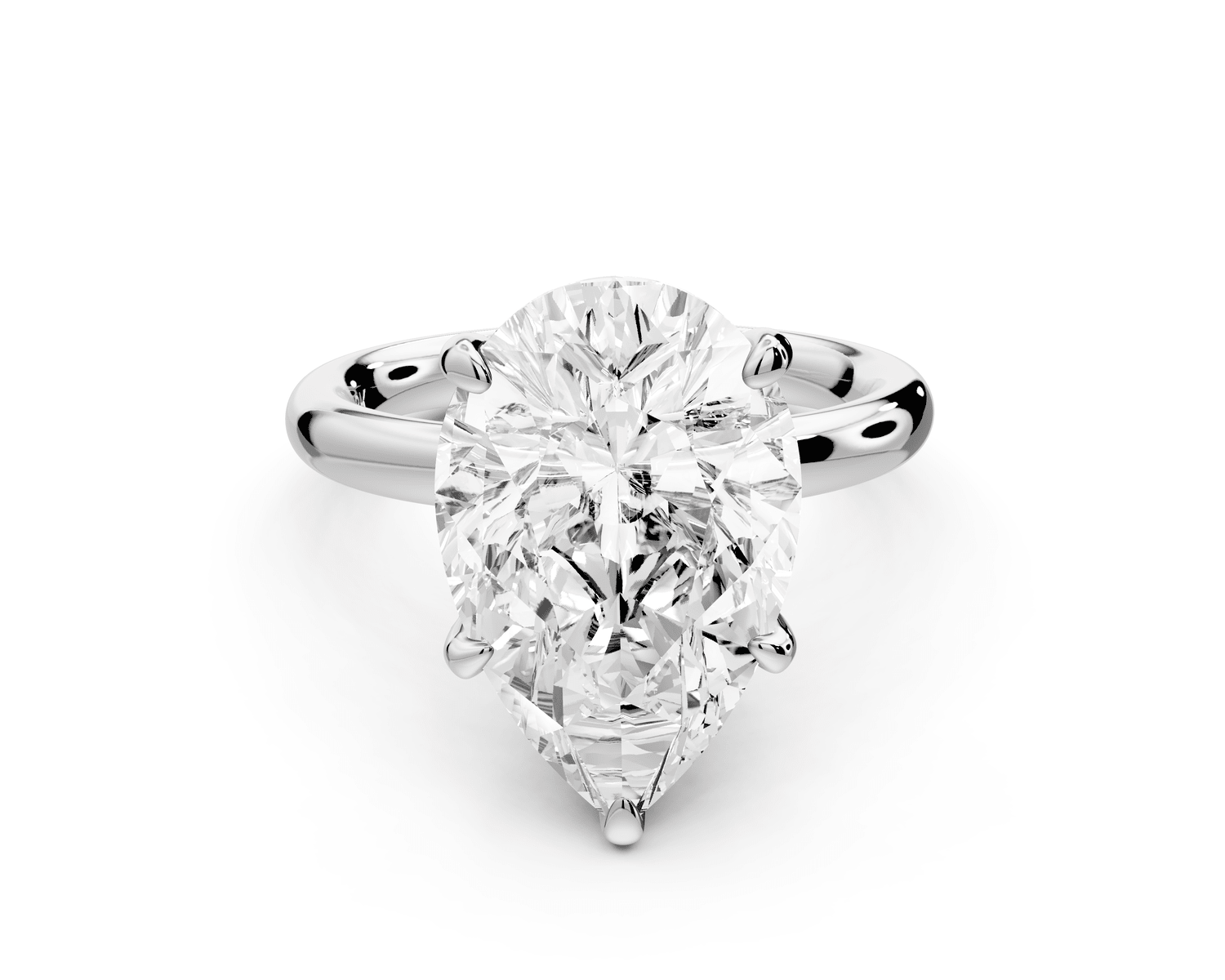 Shira - 5ct platinum pear diamond with hidden halo and diamond crown talon prong solitaire engagment ring - Mr. Alex Jewelry