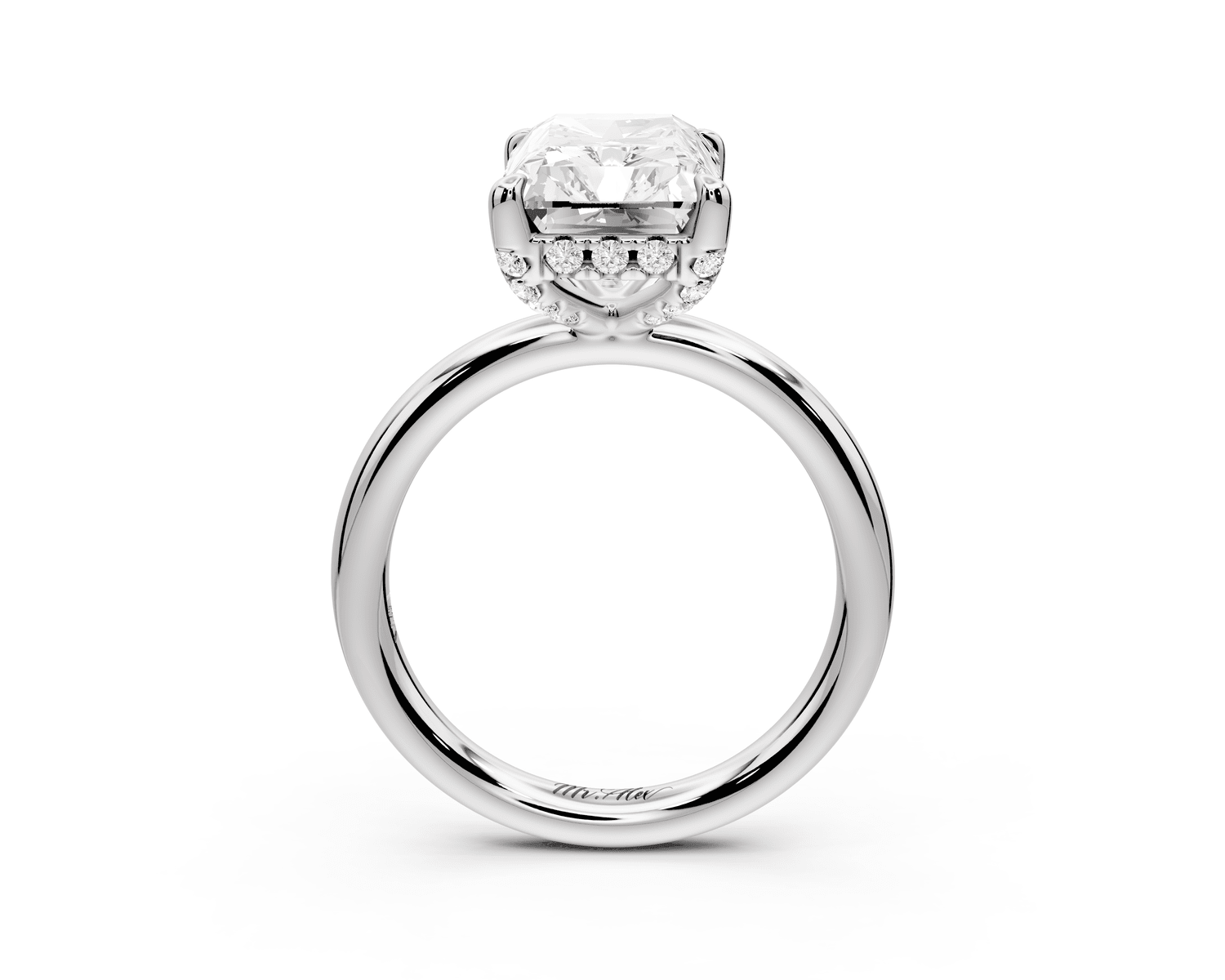 Shira - 5ct platinum radiant diamond with hidden halo and diamond crown talon prong solitaire engagement ring - Mr. Alex Jewelry