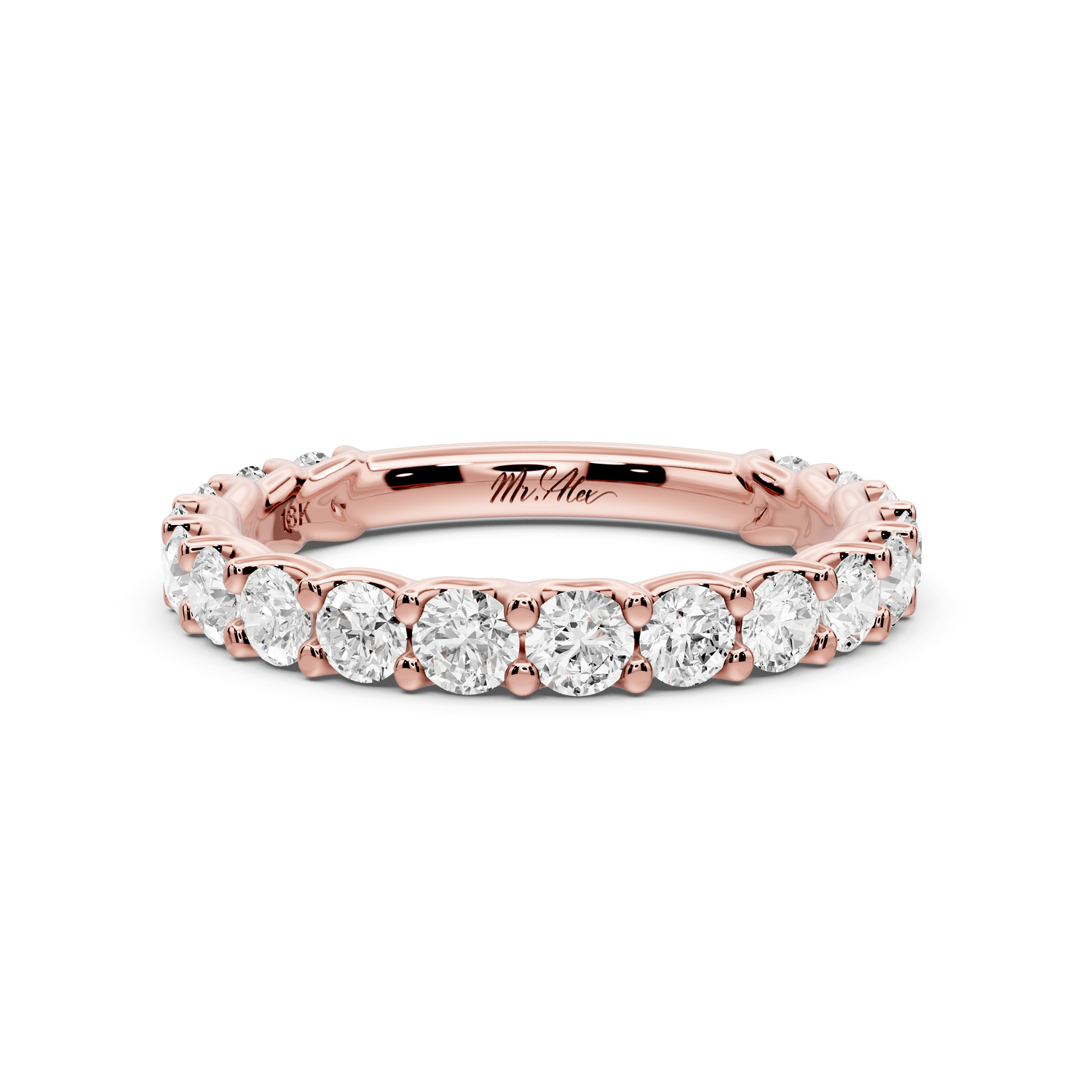 Siena - 14k rose gold Shared-Prong Round Diamond Eternity Ring - Mr. Alex Jewelry