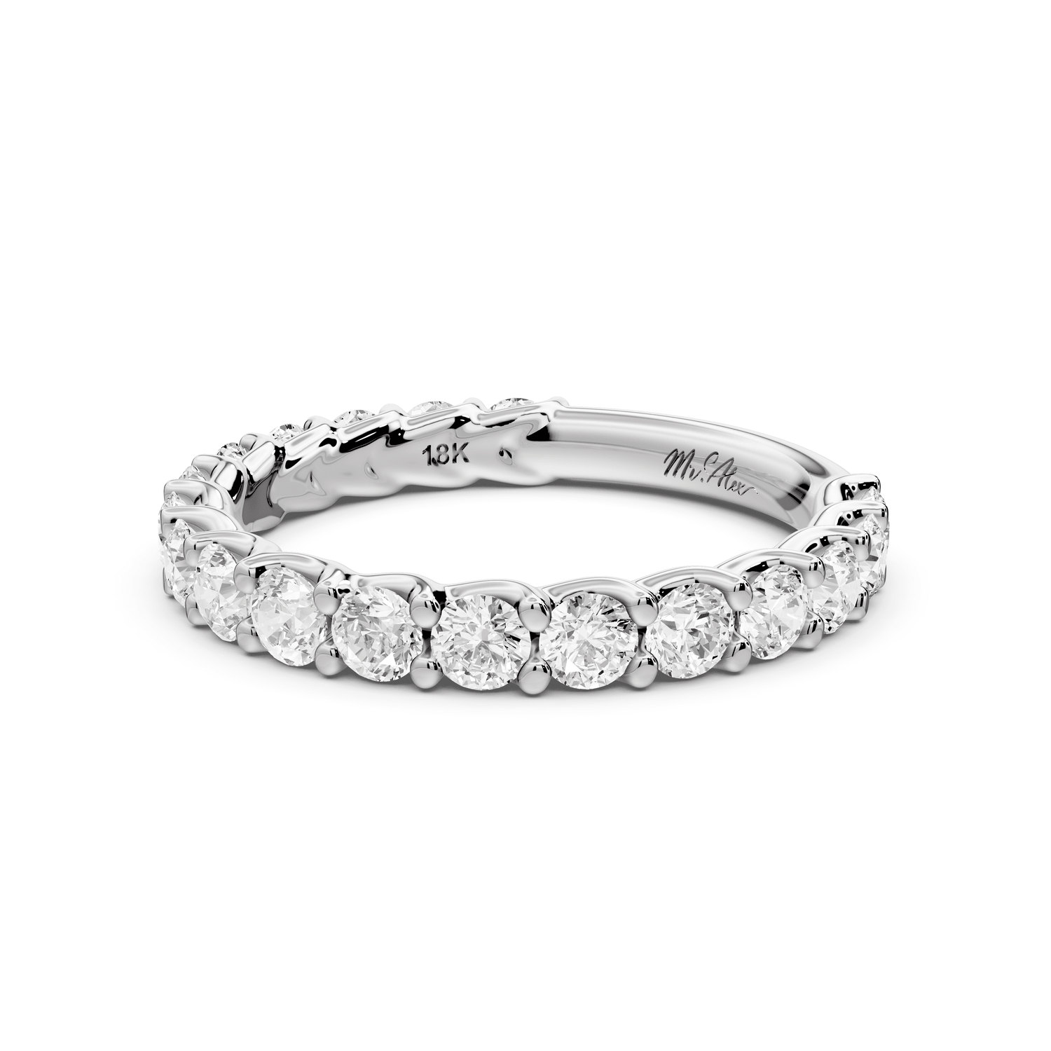 Siena - 14k white gold Shared-Prong Round Diamond Eternity Ring - Mr. Alex Jewelry