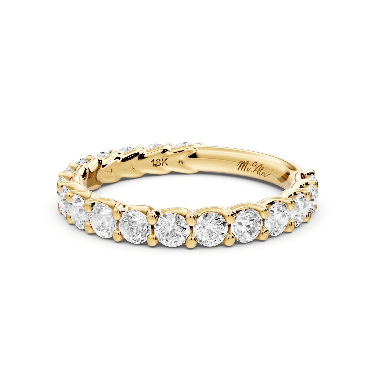 Siena - 14k yellow gold Shared-Prong Round Diamond Eternity Ring - Mr. Alex Jewelry
