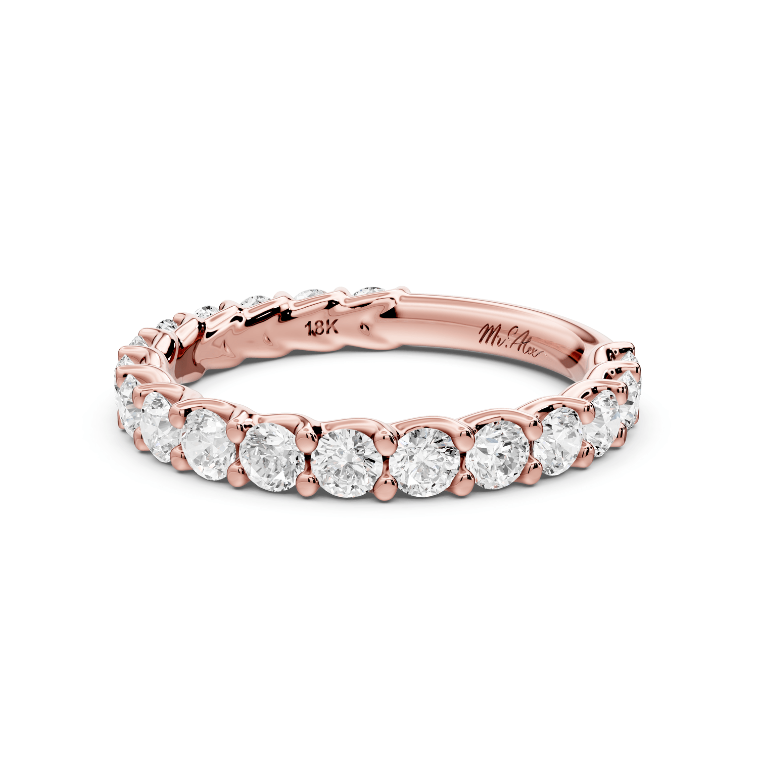 Siena - 18k rose gold Shared-Prong Round Diamond Eternity Ring - Mr. Alex Jewelry