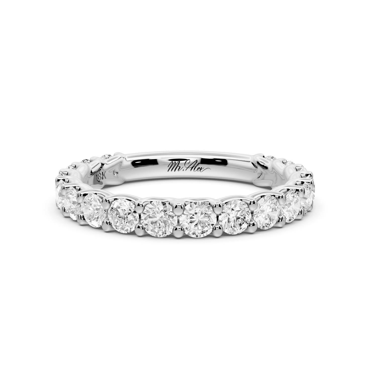 Siena - 18k white gold Shared-Prong Round Diamond Eternity Ring - Mr. Alex Jewelry