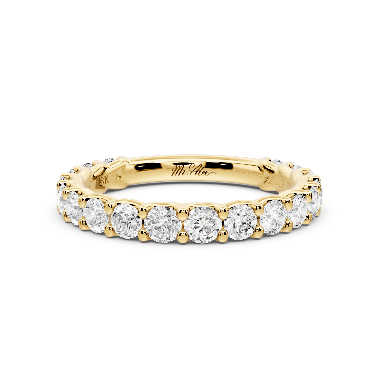 Siena - 18k yellow gold Shared-Prong Round Diamond Eternity Ring - Mr. Alex Jewelry
