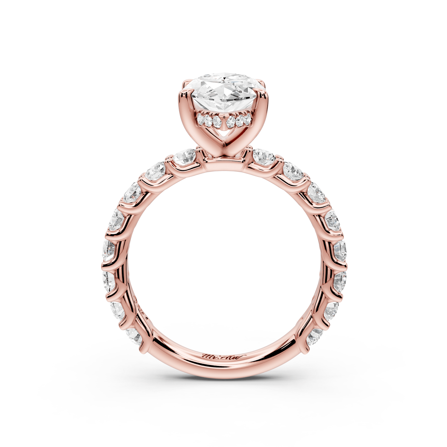 Siena - 2ct 14k rose gold marquise Hidden Halo with Shared Prong Pavé Engagement Ring - Mr. Alex Jewelry