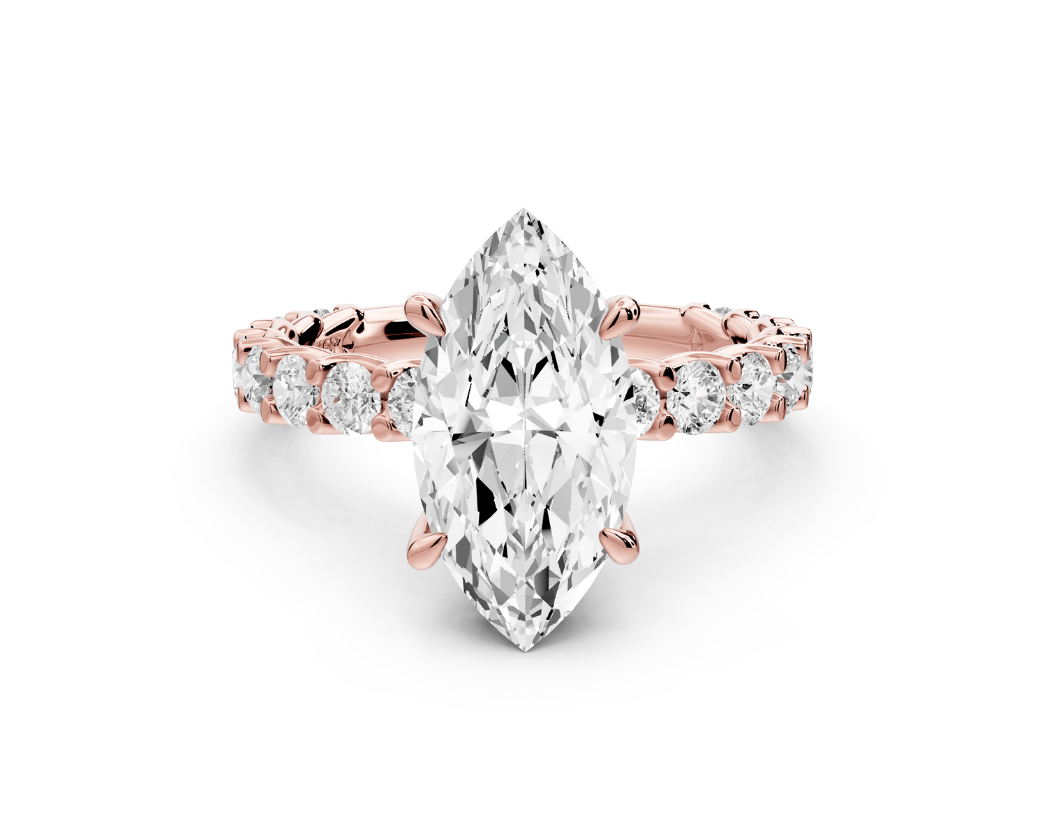 Siena - 2ct 14k rose gold marquise Hidden Halo with Shared Prong Pavé Engagement Ring - Mr. Alex Jewelry