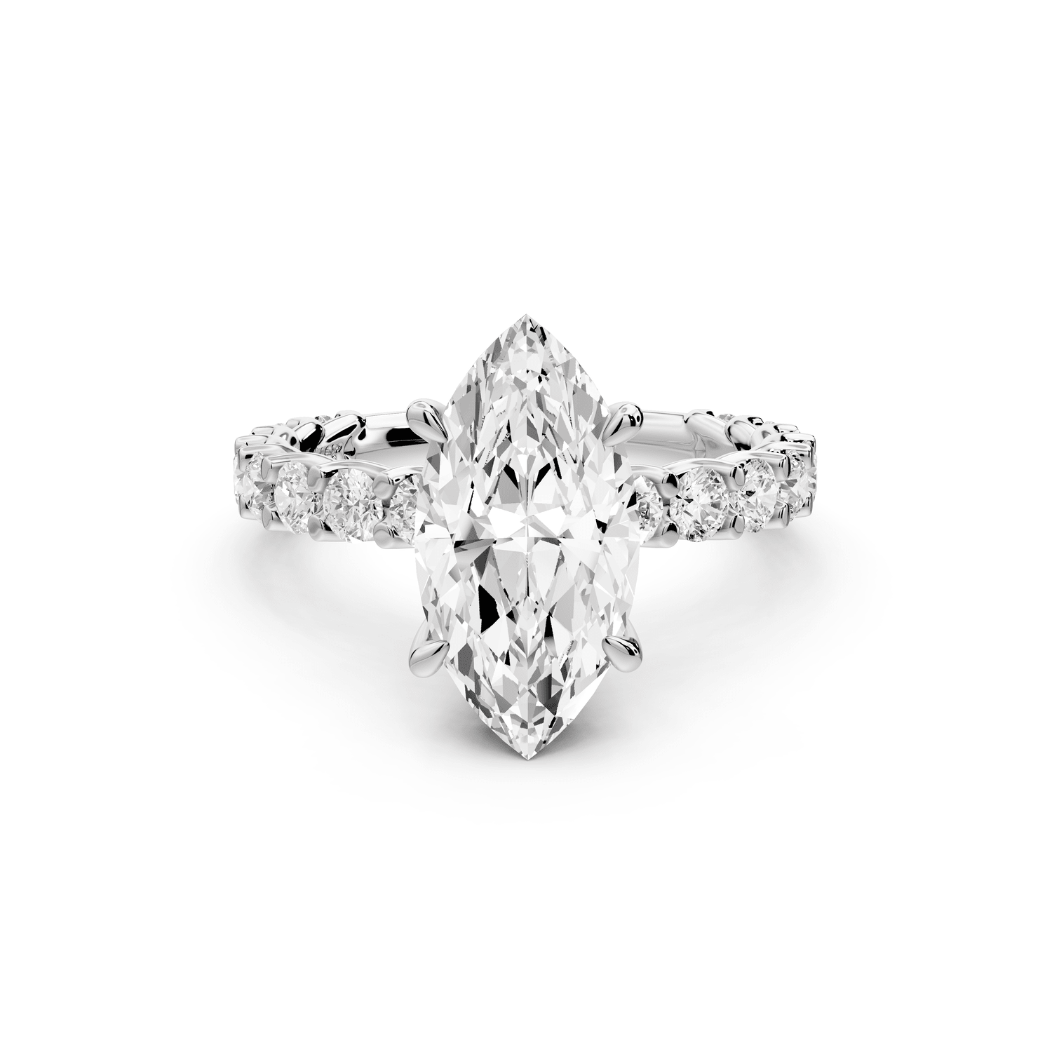 Siena - 2ct 14k white gold marquise Hidden Halo with Shared Prong Pavé Engagement Ring - Mr. Alex Jewelry