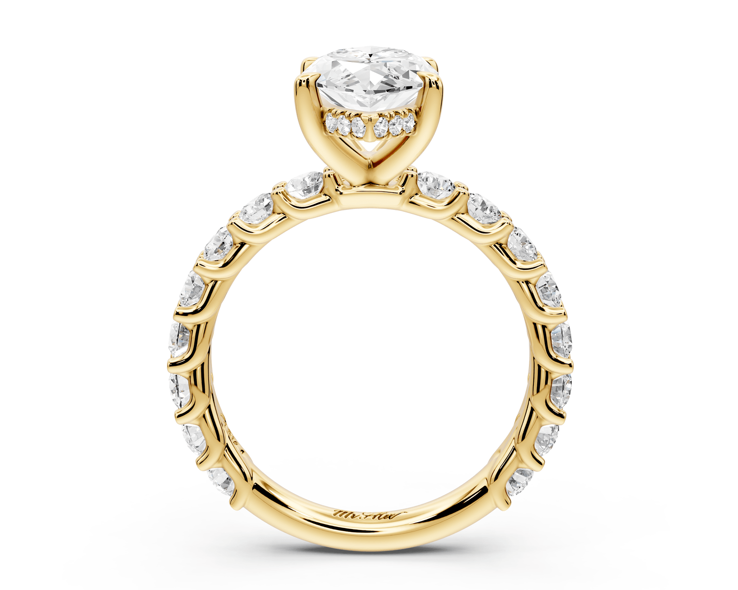 Siena - 2ct 14k yellow gold marquise Hidden Halo with Shared Prong Pavé Engagement Ring - Mr. Alex Jewelry
