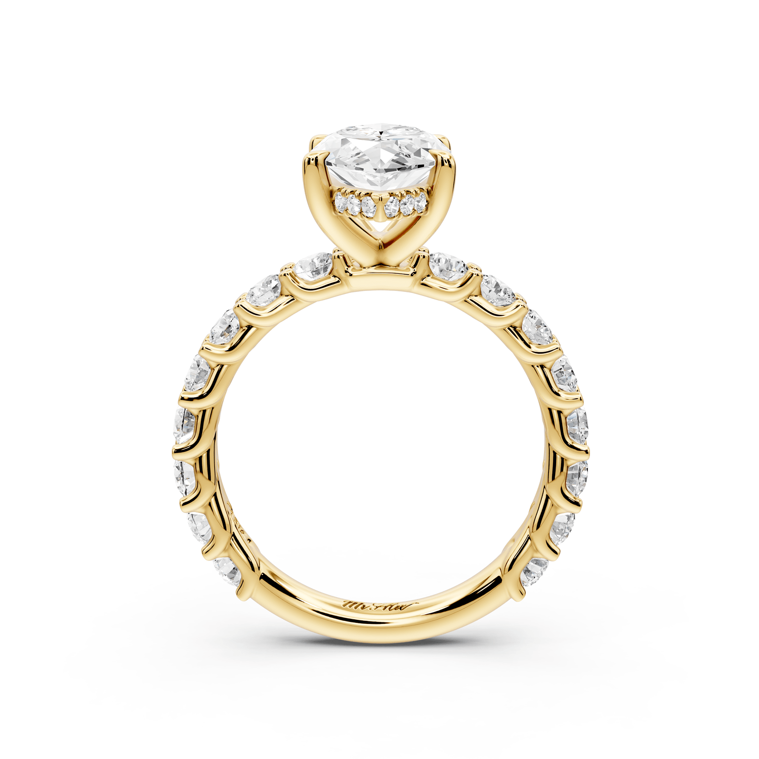 Siena - 2ct 14k yellow gold marquise Hidden Halo with Shared Prong Pavé Engagement Ring - Mr. Alex Jewelry