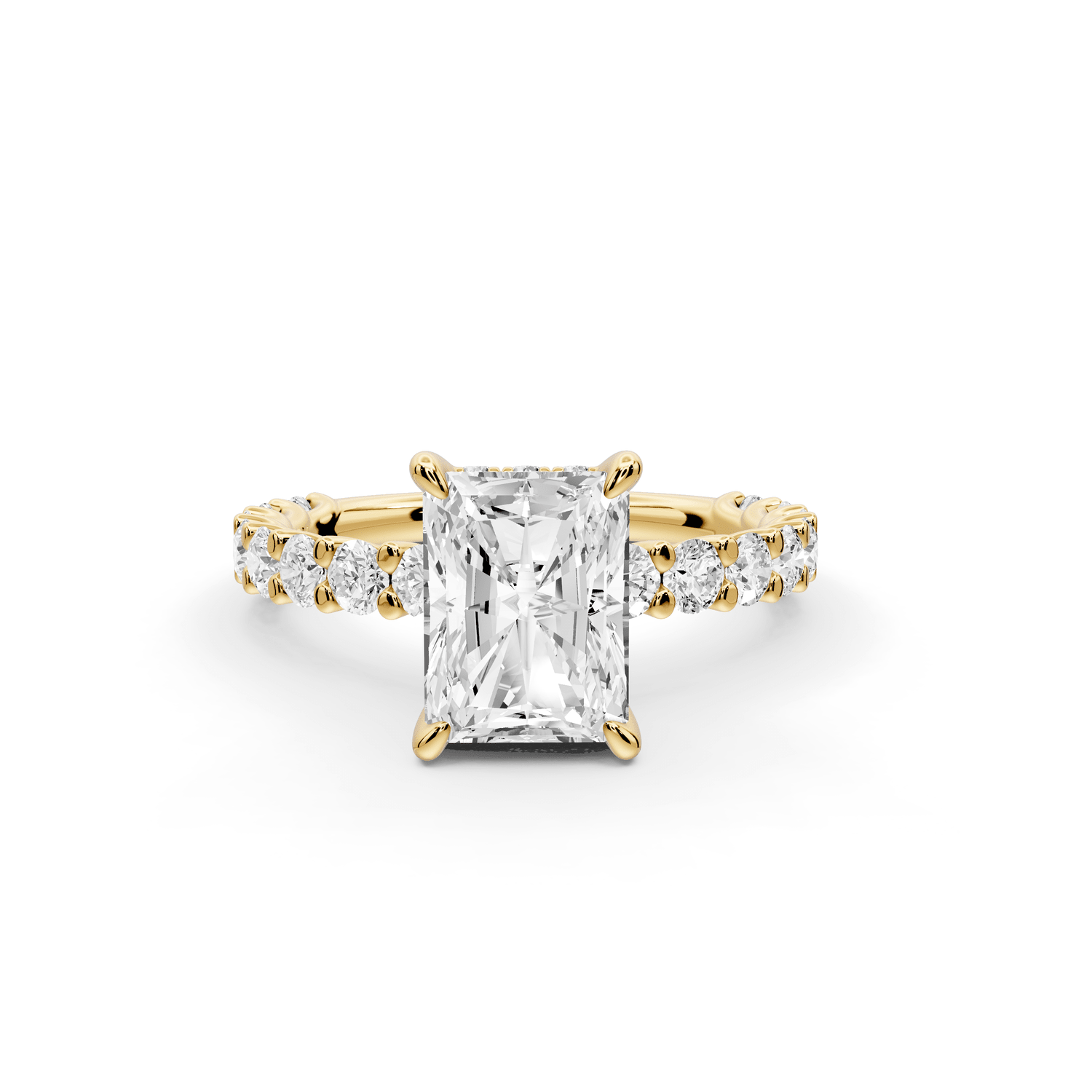 Siena - 2ct 14k yellow gold radiant Hidden Halo with Shared Prong Pavé Engagement Ring - Mr. Alex Jewelry