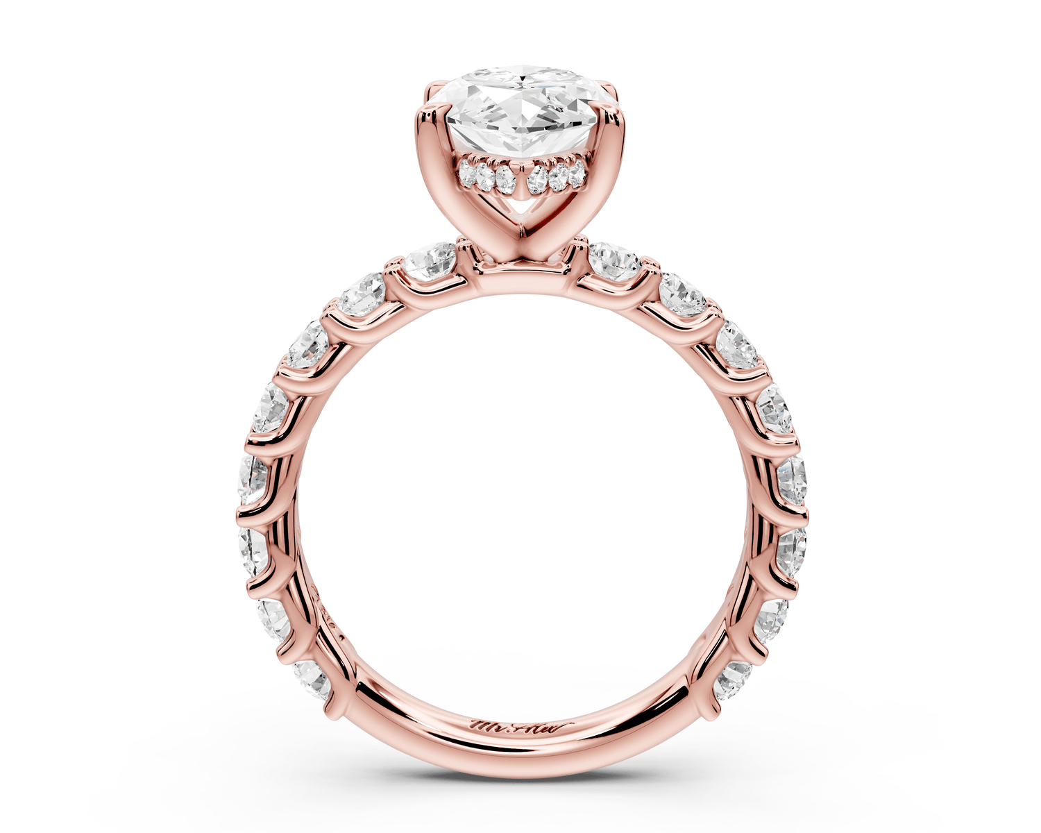 Siena - 2ct 18k rose gold marquise Hidden Halo with Shared Prong Pavé Engagement Ring - Mr. Alex Jewelry