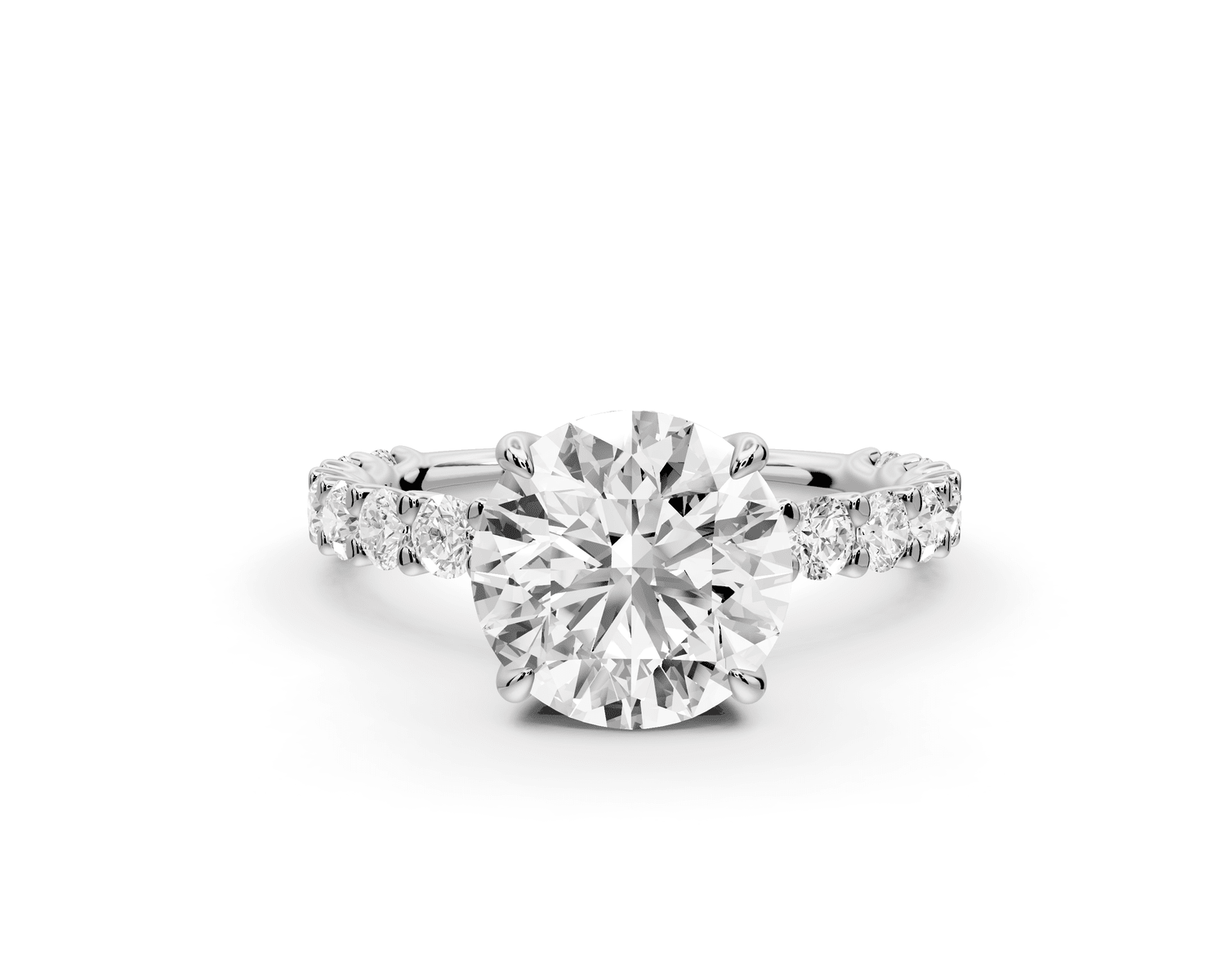 Siena - 2ct 18k white gold round Hidden Halo with Shared Prong Pavé Engagement Ring - Mr. Alex Jewelry
