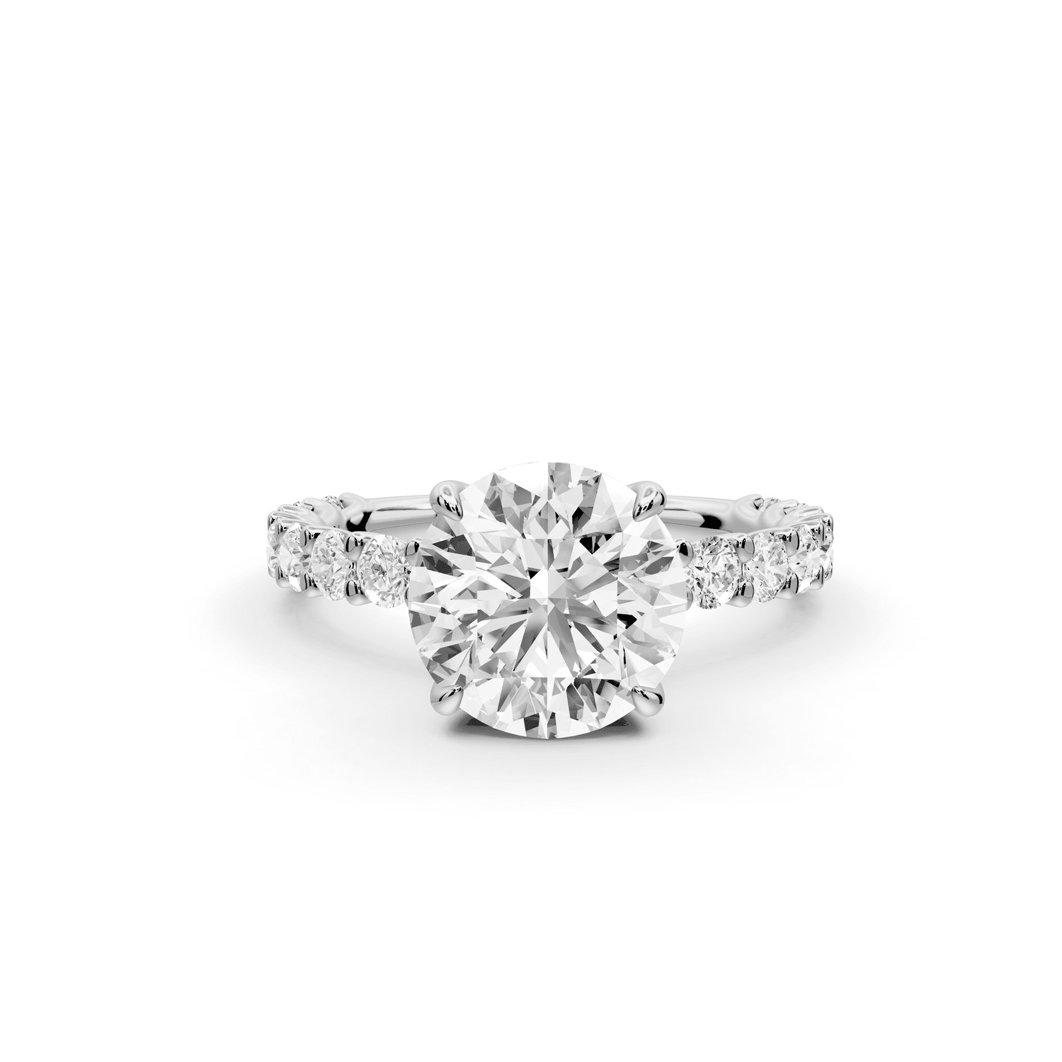 Siena - 2ct 18k white gold round Hidden Halo with Shared Prong Pavé Engagement Ring - Mr. Alex Jewelry