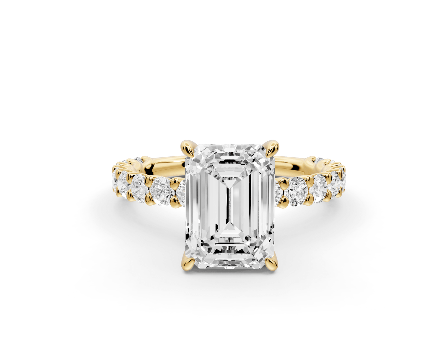 Siena - 2ct 18k yellow gold emerald Hidden Halo with Shared Prong Pavé Engagement Ring - Mr. Alex Jewelry